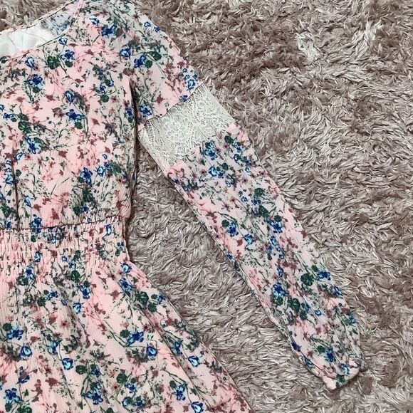 Princess by Vera Wang Pink Coquette Floral Long Sleeve Dress Size XS - Picture 4 of 12